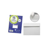 Bismark Pack De 15 Sobres Comercial Papel 90grs - Medidas 120x165mm - Cierre Autoadhesivo - Blanco