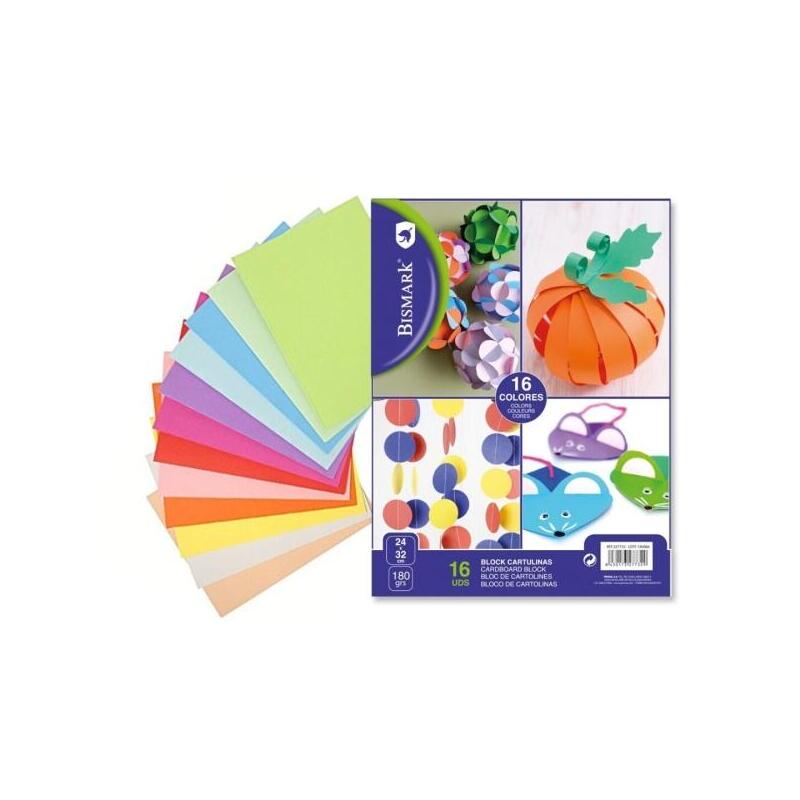 Bismark Pack De 16 Cartulinas 180  24 X 32cm - Colores Surtidos