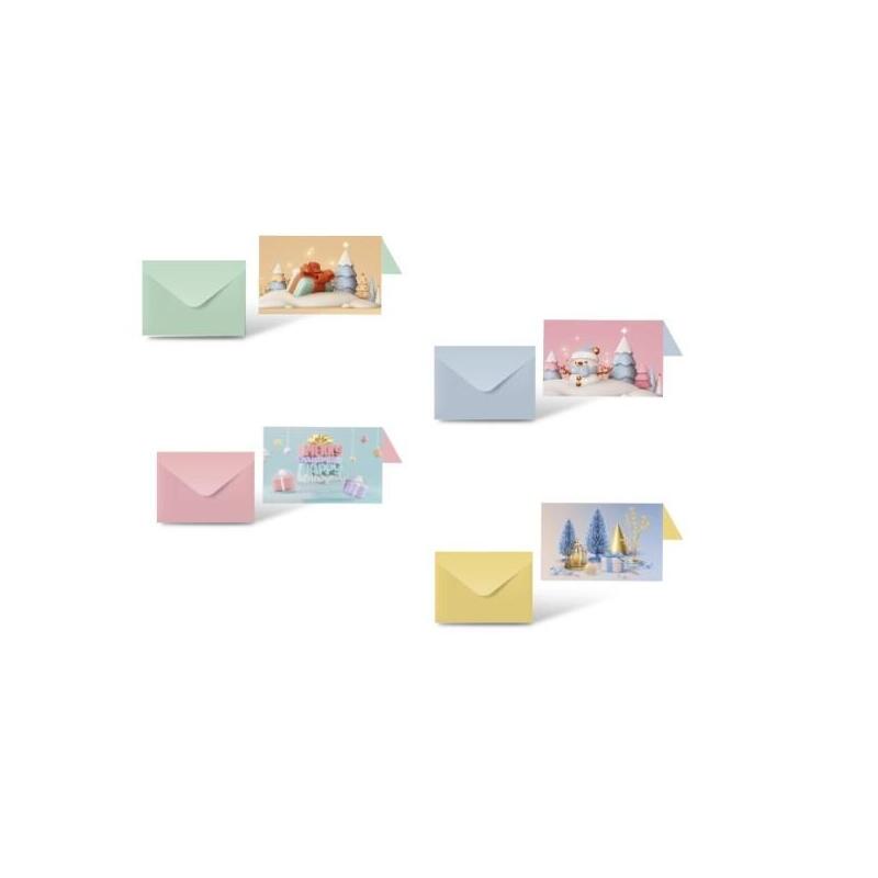 Bismark Pack De 24 Tarjetas De Felicitacion Navideña Con Sobre Pastel - Tamaño Tarjeta 12.5x17.5cm - Diseños Variados