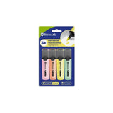 Bismark Pack De 4 Marcadores Fluorescentes - Punta Biselada 2 - 5mm Aprox - Tinta Base De Agua - Larga Duracion -