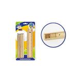 Bismark Pack Escolar Con Estuche De Madera Con Tapa Regla, 12 Lapices De Colores Y Sacapuntas