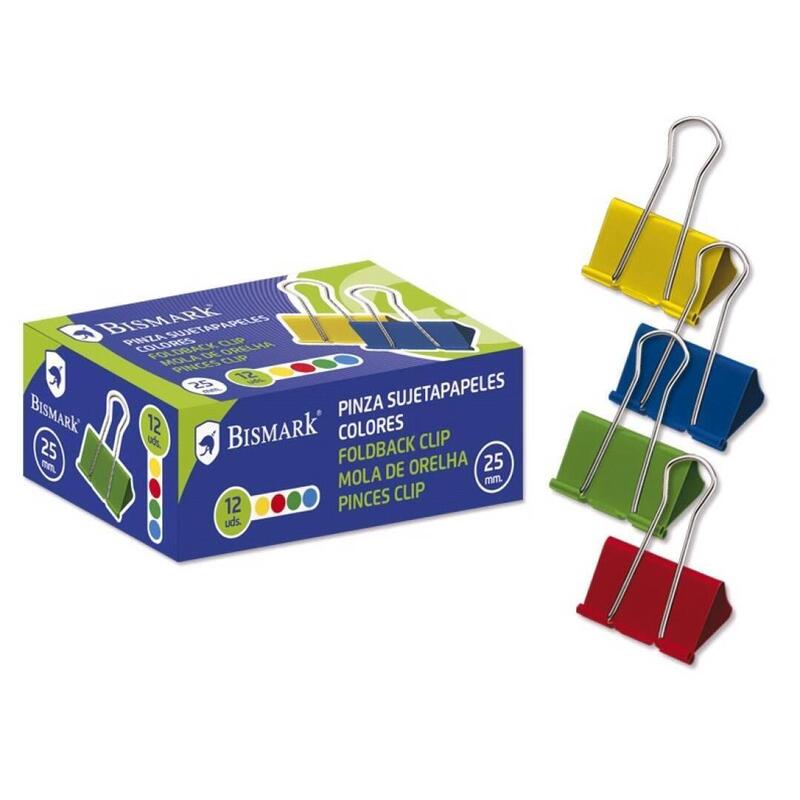 Bismark Pinzas Abatibles 25mm Colores Surtidos- 12 Pinzas