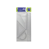 Bismark Quality Pack De Reglas Para Dibujo - Incluye Regla Escuadra Cartabon Y Transportador - Graduados Y Biselados -