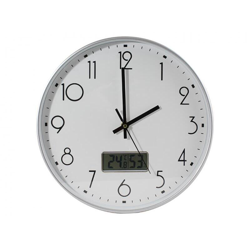 Bismark Reloj Oficina Blanco Con Digital - Numeros Negros - Cristal Exterior - Manecillas De Aluminio - Marcador