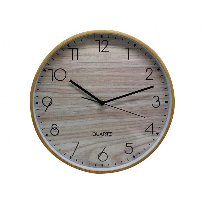 Bismark Reloj Oficina Marco Efecto Madera - Marco Plastico - Lente De Cristal - Manecillas De Aluminio - Esfera De Pvc