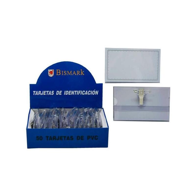 Bismark Tarjeta De Identificación Horizontal Pvc 57x90 Mm Con Pinza -50u-