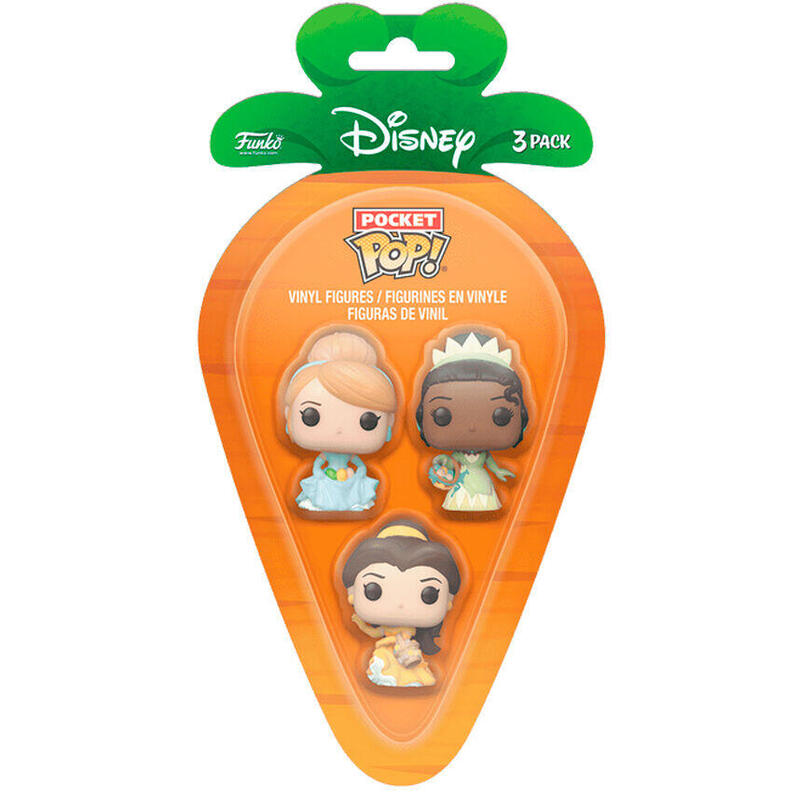 Blister 3 Figuras Carrot Pocket Pop Disney Princesas Cenicienta Tiana Bella