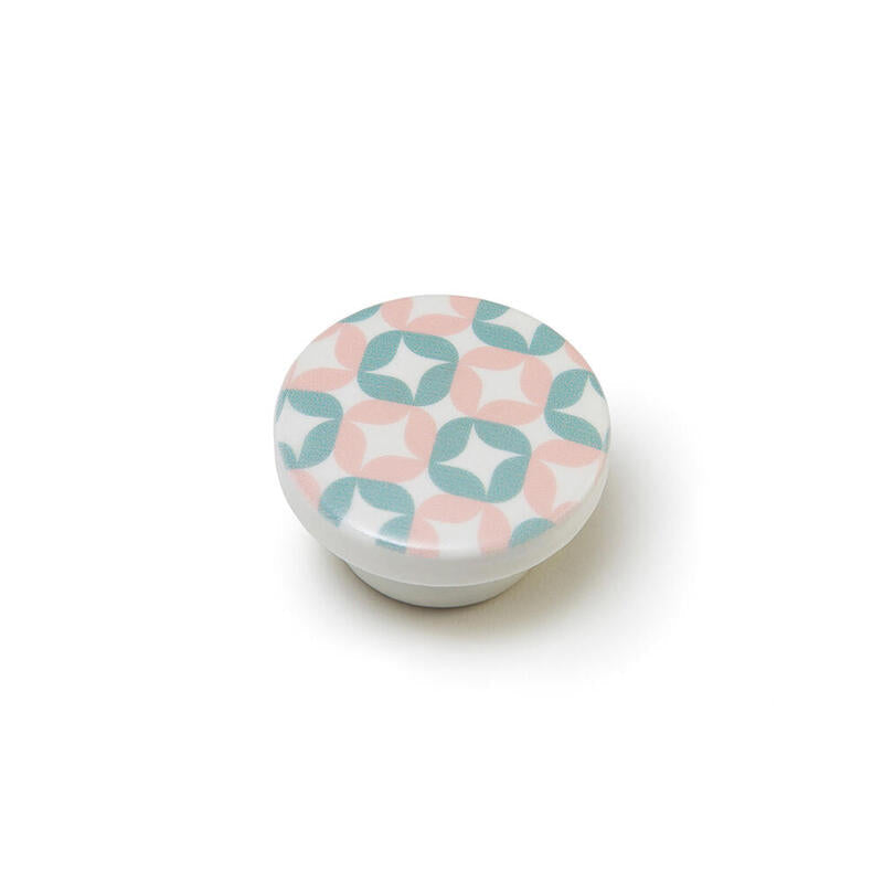 Blister Con 4 Pomos Redondos Para Mueble Fabricado En Madera Acabado Rosa Mod. E222 Ø40mm Rei