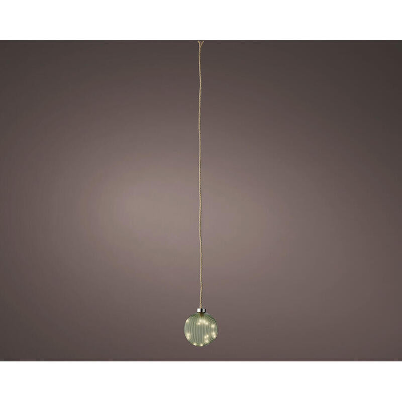 Bola Colgante De Cristal Microled, Verde Agua , Ø10cm.