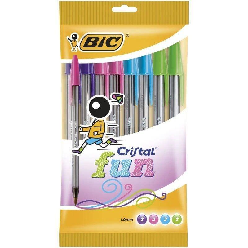 Bolígrafos De Tinta De Aceite Bic Cristal Fun 921342 10 Unidades Colores Surtidos