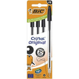 Bolígrafos De Tinta De Aceite Bic Cristal Original 516335 4 Unidades Negros