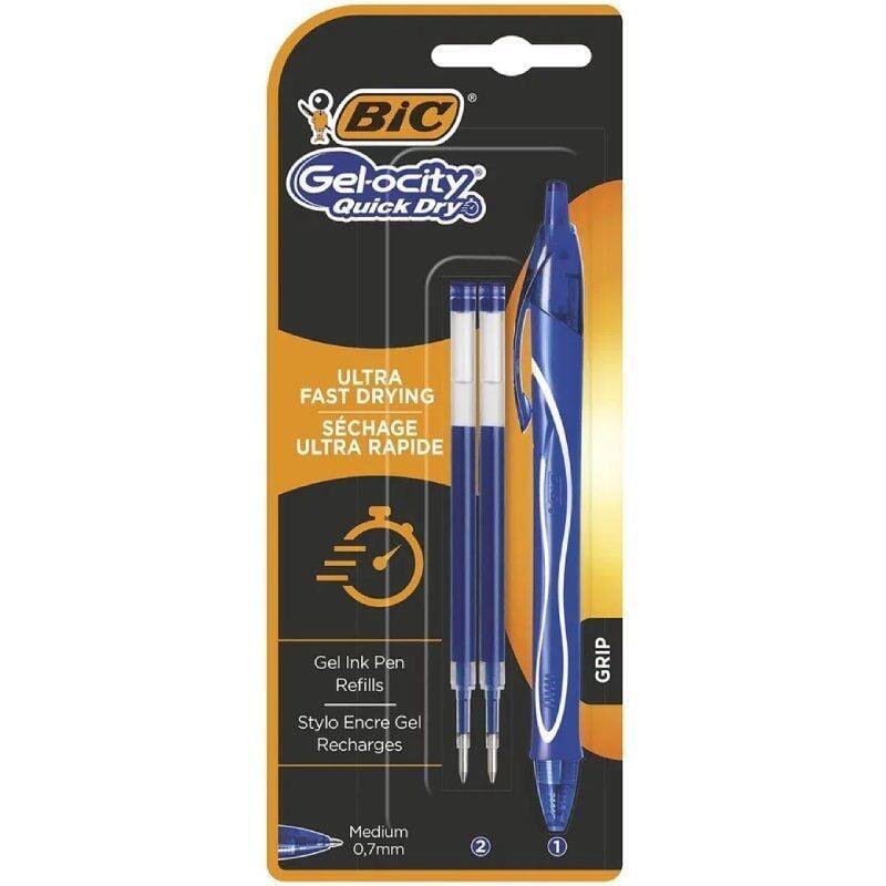 Bolígrafos De Tinta De Gel Retráctil Bic Gelocity Quick Dry 951757 1 Unidades 2 Recambios Azul