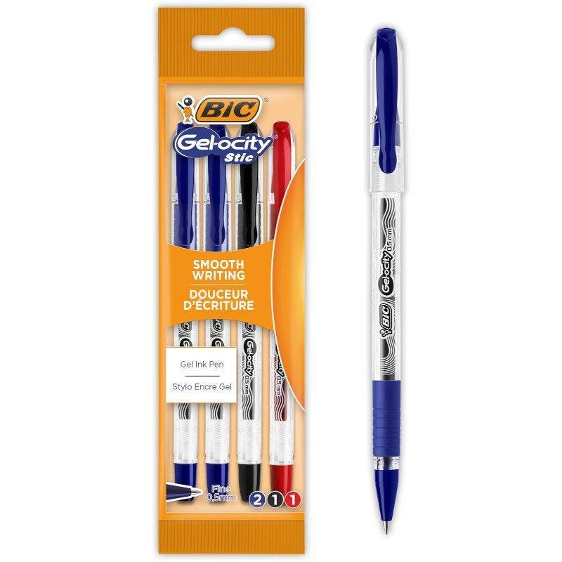 Bolígrafos De Tinta De Gel Retráctil Bic Gelocity Stic 992599 4 Unidades Surtidos