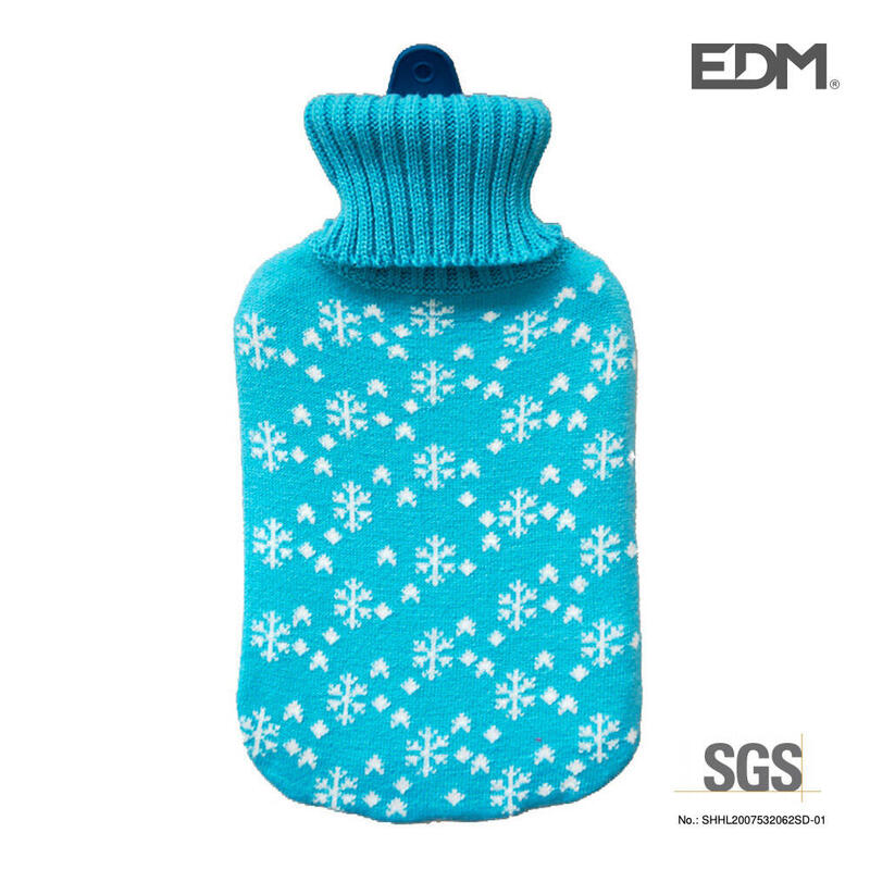 Bolsa De Agua Caliente Azul Copos Blancos 2 L