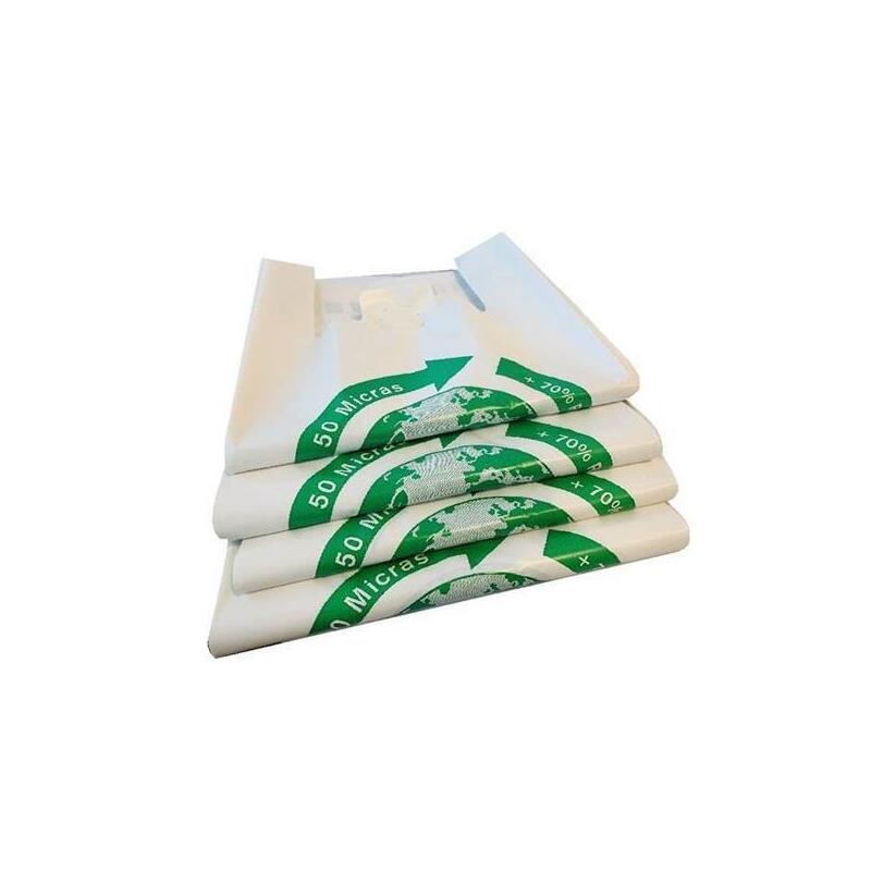 Bolsa De Camiseta 50x60 50 Micras 70% Reciclado -Paquete 100u-