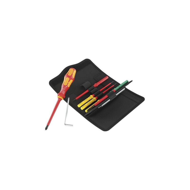 Bolsa Profesional Wera Vde, 13 Piezas, Destornillador Rojo/Amarillo, Incl. Mango Enchufable, Hojas Intercambiables Vde 5100023001