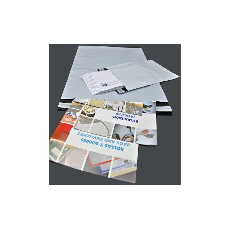 Bolsas Mensajería Estándar Plástico Opaco 175x250+40 Solapa Blanco / Interior Negro -Pack De 100ud-