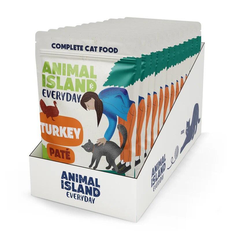 Bolsitas De Paté De Pavo Animal Island Para Gatos, 12 X 100 G