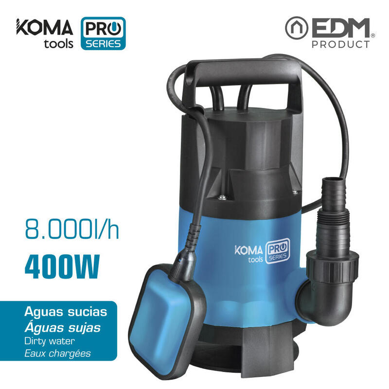 Bomba Para Extraccion De Agua Sucia 400w 17x33cm Koma Tools