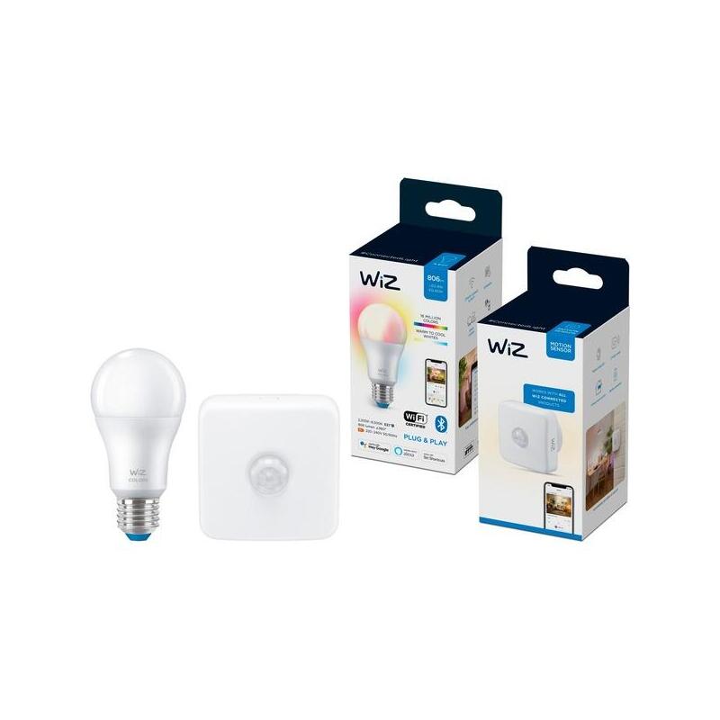 Bombilla Led Wiz Bundle Colors A60 E27 + Sensor De Movimiento (Reemplaza 60 Vatios)