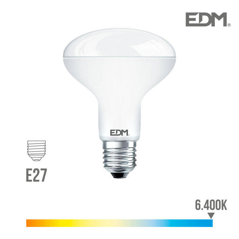Bombilla Reflectora Led R80 E27 10w 810lm 6400k Luz Fria Ø7,9x11cm Edm