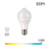 Bombilla Standard Led Con "Sensor De Presencia Y Crepuscular" E27 12w 1055lm 6400k Luz Fria Ø6x11cm Edm