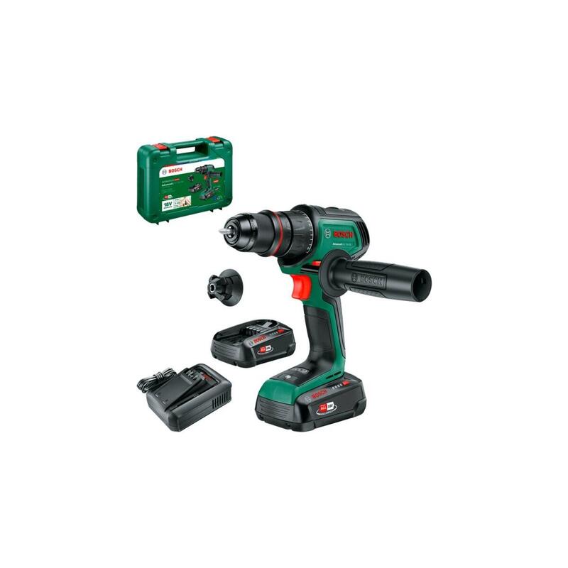 Bosch Bricolaje Y Jardín Taladro Inalámbrico Advanceddrill 18v-80 Quicksnap + Accesorios Verde/Negro, 2x Batería Li-Ion 2,5ah, Maletín, Power For All Alliance 06039e2004