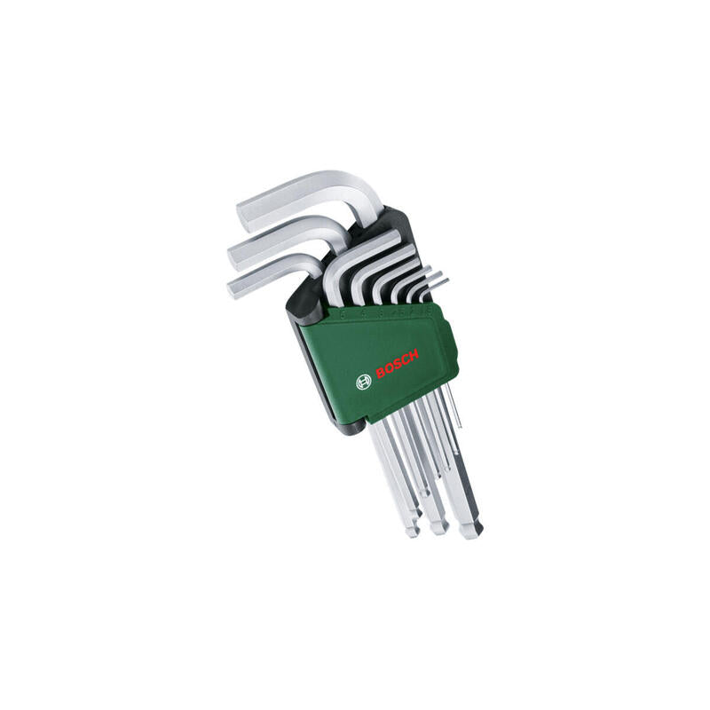 Bosch Diy & Garden Juego De Llaves Allen, 9 Piezas, Destornillador Verde/Negro, Clip De Almacenamiento 1600a032v1