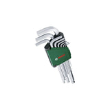 Bosch Diy & Garden Juego De Llaves Allen, 9 Piezas, Destornillador Verde/Negro, Clip De Almacenamiento 1600a032v1