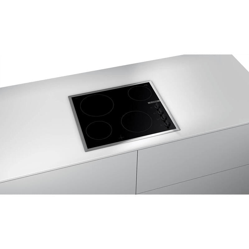 Bosch Pke645ca2e Electric Hob, Number Of Burners Cooking Zones 4, Silver Frame, Width 60 Cm, Black