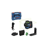 Bosch Professional Láser De Línea Inalámbrico Gll 12v-100-33 Cg Professional Azul Negro, Batería De Iones De Litio 12v 2,0ah, Líneas Láser Verdes, Incl. Soporte Universal Lb 10, Abrazadera De Techo Dk 20, L-Boxx 601065401