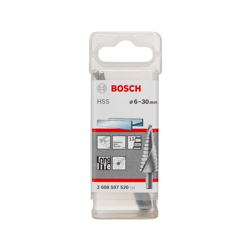 Bosch Professional Broca Escalonada Hss, Ø 6 Mm - Ø 30 Mm 13 Pasos, Con Ranura En Espiral 2608597520