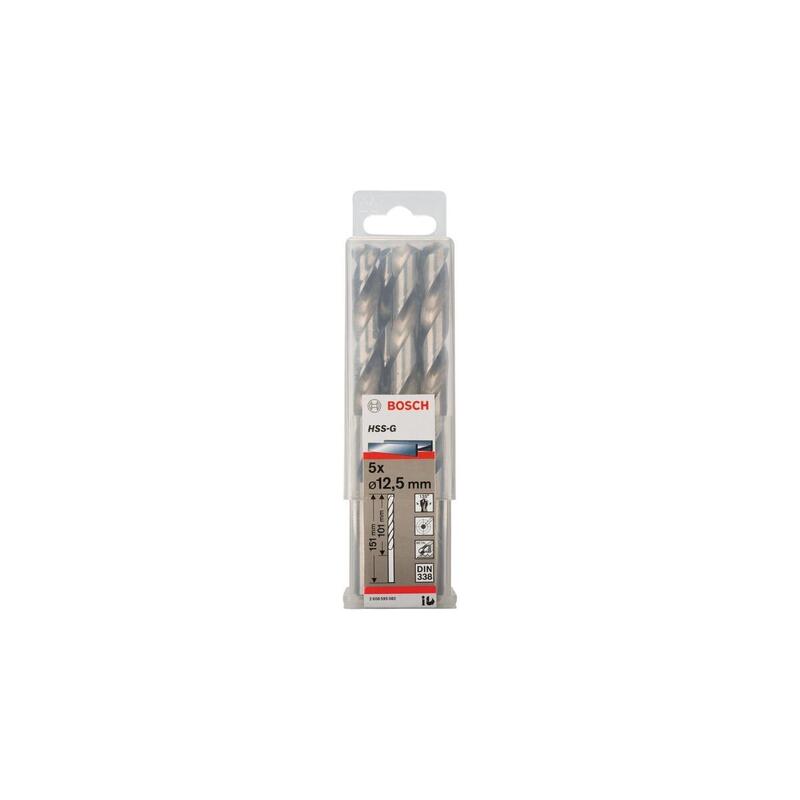 Bosch Professional  Para Metal Hss-G, Ø 12,5 Mm 5 Piezas, Longitud Útil 101 Mm 2608595082
