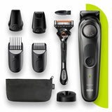 Braun Barttrimmer 7, Trimmer/Haarschneider Herren, Haarschneidemaschine, Fã¼r Gesichts- Und Kopfhaare, Lebenslang Scharfe Klingen, 39 Lã¤Ngeneinstellungen, Bt7340, Schwarz/Grau-Metallic