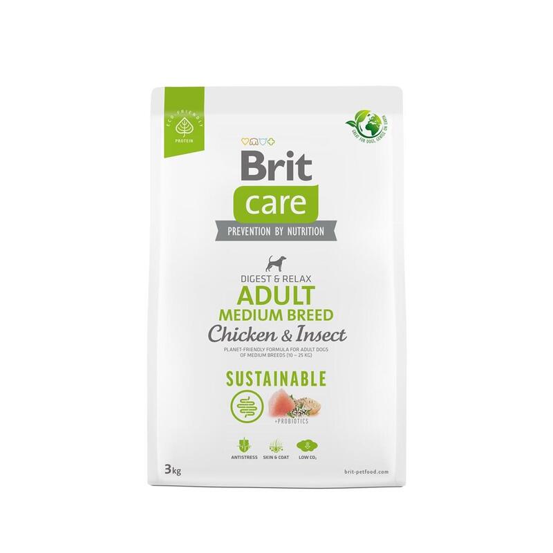 Brit Care Dog Sustainable Adult Medium Breed Chicken & Insect - Alimento Seco Para Perros - 3 Kg