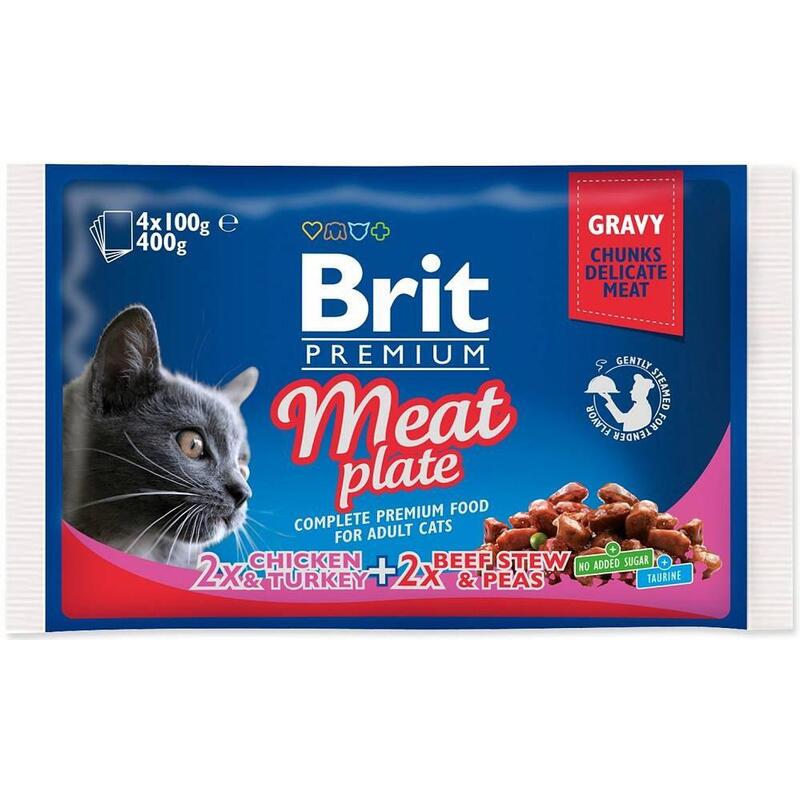 Brit Premium Cat Meat Plate - Comida Húmeda Para Gatos - 4x100g