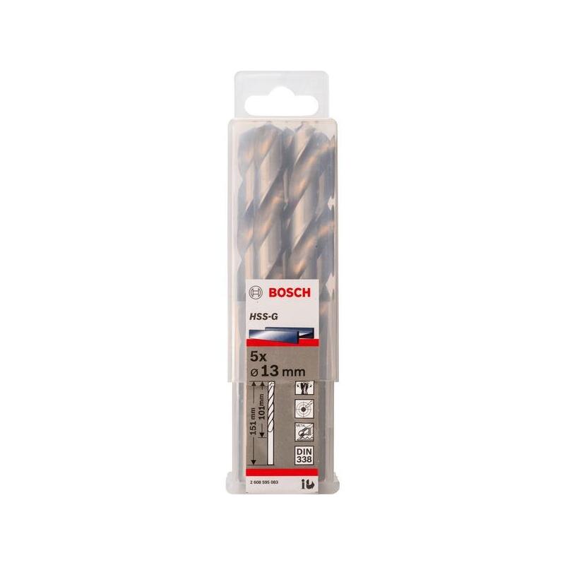Broca Para Metal Bosch Hss-G, Ø 13 Mm (5 Piezas, Longitud Útil 101 Mm) 2608595083