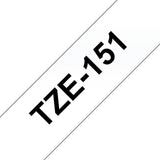 Brother Tze151 Cinta Laminada Generica De Etiquetas - Texto Negro Sobre Fondo Transparente - Ancho 24mm X 8 Metros