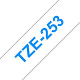 Brother Tze253 Cinta Laminada Generica De Etiquetas - Texto Azul Sobre Fondo Blanco - Ancho 24mm X 8 Metros