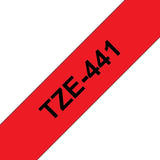 Brother Tze441 Cinta Laminada Generica De Etiquetas - Texto Negro Sobre Fondo Rojo - Ancho 18mm X 8 Metros