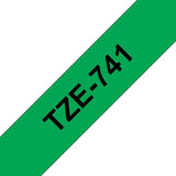 Brother Tze741 Cinta Laminada Generica De Etiquetas - Texto Negro Sobre Fondo Verde - Ancho 18mm X 8 Metros