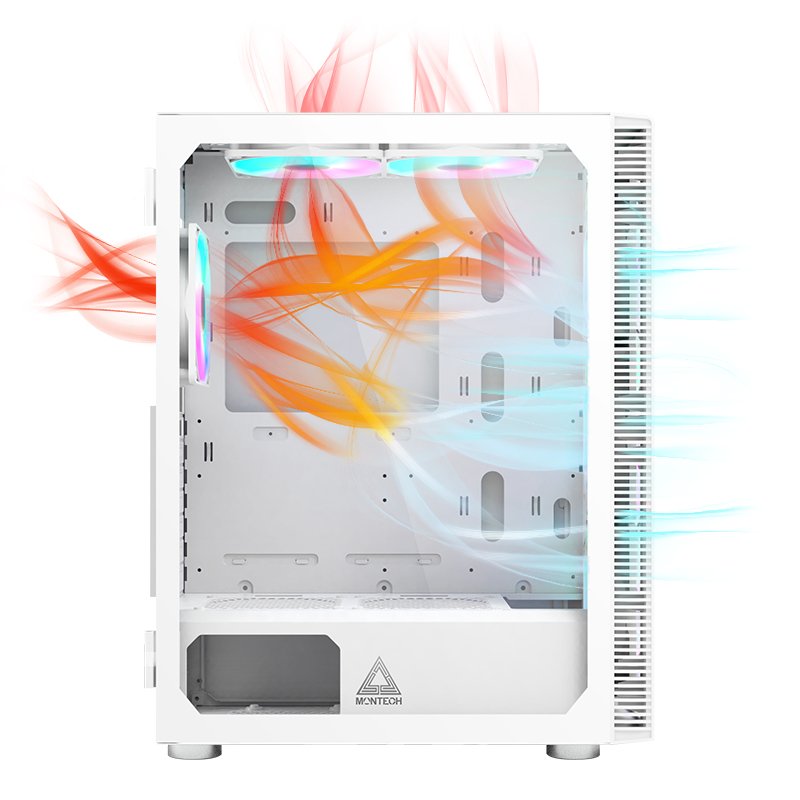 Caja Pc Montech X3 Glass Midi-Tower, Rgb, Temperojo Glass -Blanco