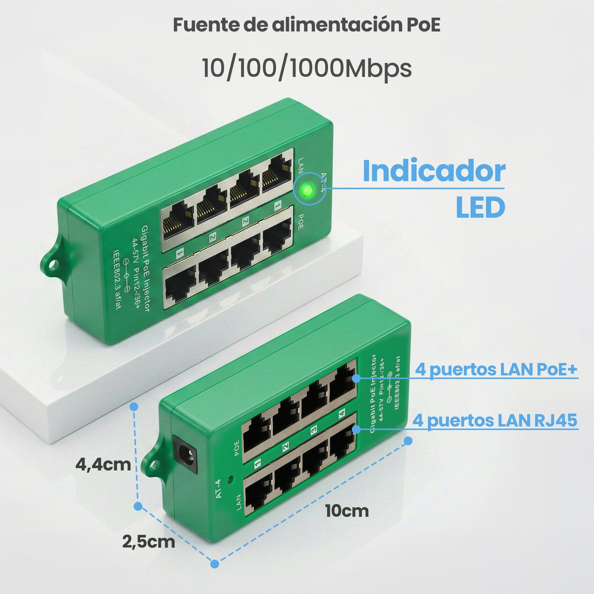 Extralink Active Poe Injector 4 Port Gigabit 802.3at/Af Mode A