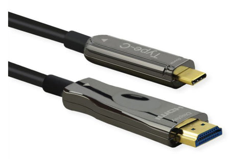 EAN 7630049619326 - ROLINE 14.01.3474 adaptador de cable de vídeo 30 m HDMI tipo A (Estándar) USB Tipo C Negro imagen 1
