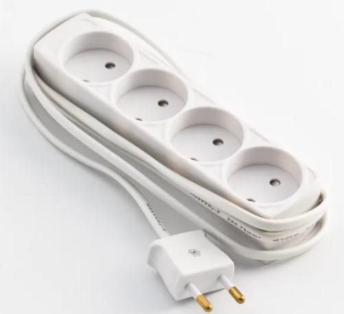 3-Way Power Stripno Earth,  1,5m White