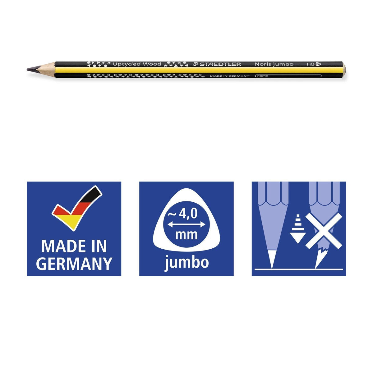 Staedtler Noris 119 Jumbo Lapiz De Grafito Triangular - Mina Hb2 Ultrarresistente De 4mm - Madera De Bosques Sostenibles