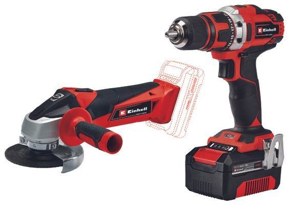 Juego De Herramientas Einhell Te-Tk 18/2 Li Kit (Rojo/Negro, Taladro Inalámbrico Y Amoladora Angular Inalámbrica, Batería Li-Ion 4.0ah) 4257240