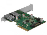 Delock 90298 Tarjetas Pci Express X4 A 2 X Externo Usb 3.2 Gen 2 Tipo-A Hembra