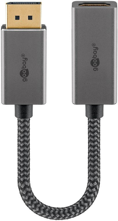 Goobay Plus Displayport > Hdmi Adaptadorcable, 4k @ 60hz (Gris, 20cm, 32 Gbit/S) 75271