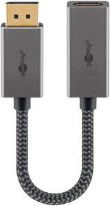 Goobay Plus Displayport > Hdmi Adaptadorcable, 4k @ 60hz (Gris, 20cm, 32 Gbit/S) 75271